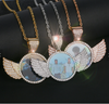 Gold/Silver/Rose Gold Circle w/Wings Picture Charm w/Rope Chain